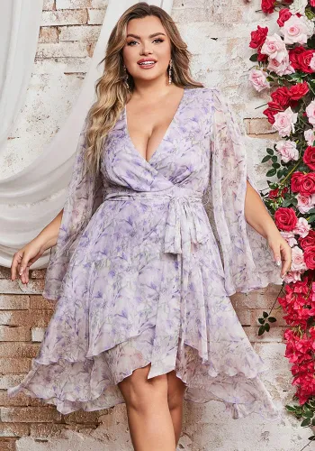 Plus Size Women Spring Summer Floral Mesh Elegant Dress