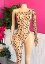 Leopard Print Sheer Jumpsuit