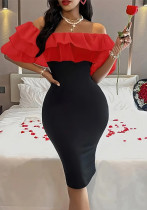 Ruffled Off-Shoulder Plus Size Bodycon Dress