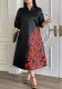 Half Sleeve V-Neck A-Line Plus-Size Dress