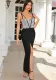 Women Black Beaded Slit Dress