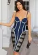 Women Suspender Diamond Mesh Patchwork Dress