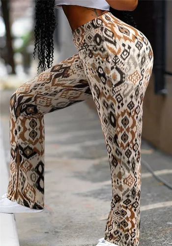 Women printed slit knitting pants