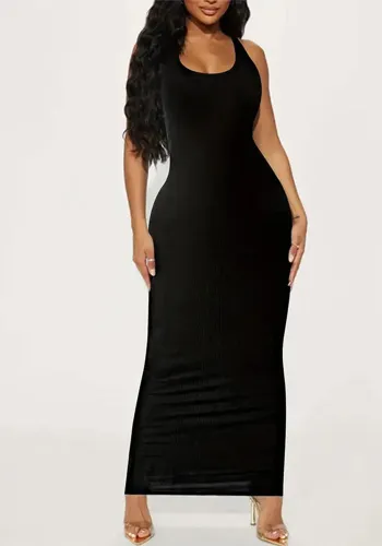 Women summer hollow off-shoulder Stretch U-neck Bodycon sexy dress