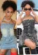 Women Vintage Stretchy Washed Denim Strapless Crop Top and Skirt Two Piece Set