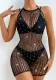 Plus Size Women beaded starry hollow see-through one-piece mesh dress Sexy Lingerie