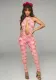 Women Spring and Summer Lace Halter Neck Lace-Up Hollow Backless Jumpsuit