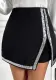 Women sequined patchwork slit pants skirt contrast color Casual shorts