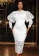 Lace Formal Party Puff-Sleeve Mid-Length Dress
