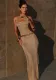 Metallic-Decorated Summer Hollow Slim Halter-Neck Low-Back Long Dress
