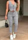 Women's plaid v-neck button patchwork Casual Vest Pants Two Piece Set