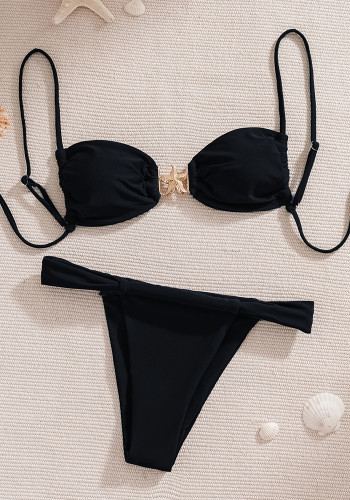 solid color starfish drawstring sexy bikini Two Pieces women swimsuit