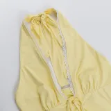 Lace-Patchwork Halter-Neck Top Summer Solid Color Vest