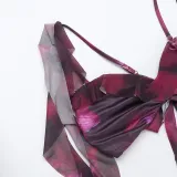 Street-Style Holiday Ruffled Print Two Piece Set Summer Sexy Slit Skirt Set