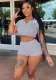 Women's Sports Casual Cropped Top Shorts Solid Color Two-piece Set
