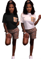 Women's Summer Fashion Printed Short Sleeve Shorts Two-piece Set
