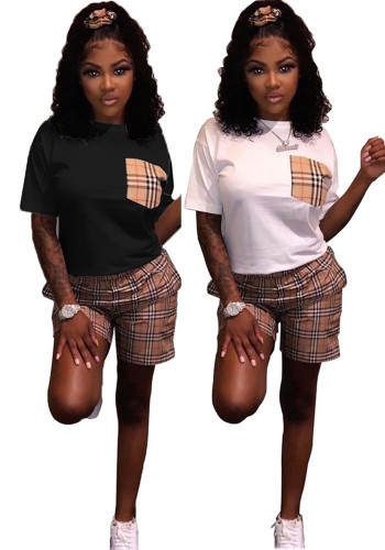 Women's Summer Fashion Printed Short Sleeve Shorts Two-piece Set