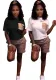 Women's Summer Fashion Printed Short Sleeve Shorts Two-piece Set