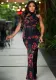 printed women's Slim sexy Low Back long dress