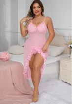 Women pink suspender dress lace semi-sexy suspender dress Sexy Lingerie Two Piece Set