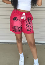 Women Spring Summer Letter Print Casual Shorts