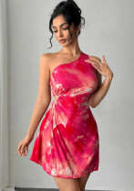 Women strapless casual sleeveless color matching dress
