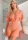 Women Summer Solid Printed V-Neck Short Sleeve Jumpsuit
