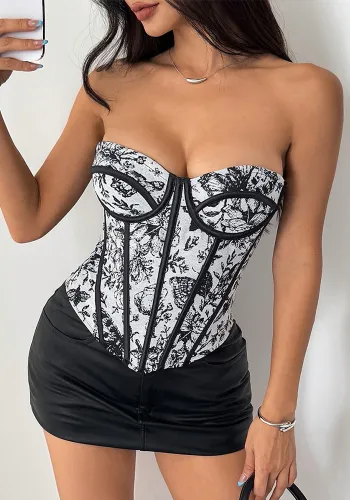 Women French Jacquard Basics Fishbone Corset