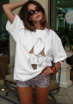 Women Hip-Hop Street Print Casual Short Sleeve Summer T-Shirt