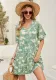 Women Print V Neck Short Sleeve Dress