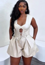 African Women Solid Sexy Square Neck Jumpsuit