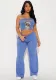 Women Sexy Strapless Top Trousers Two Piece Set