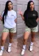 Women Spring Summer Casual Printed Top and Shorts Two Piece Set