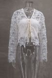 Spring Summer Fashion Elegant Luxury Lace Flower Hollow Embroidery Strapless Cardigan