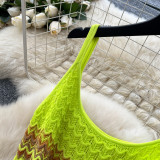 Women's Summer Strap Knitting Gradient Color Slim Bodycon Long Dress