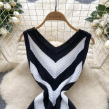 Holidays Women's Summer Color Matching Slim Irregular Tassel Dress