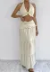 Summer Women's Fashion Sexy Halter Neck Top Low Waist Long Skirt Two piece Set