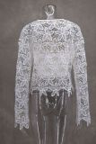 Spring Summer Fashion Elegant Luxury Lace Flower Hollow Embroidery Strapless Cardigan