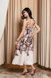Summer Sweet Floral Strap Sleeveless A line Long Dress