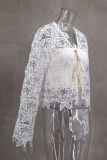 Spring Summer Fashion Elegant Luxury Lace Flower Hollow Embroidery Strapless Cardigan