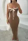 Women's Sexy Lace Up Straps Contrast Long Dress