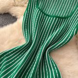Women's Summer Square Neck Sleeveless Striped Slim Knitting Dress
