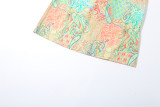 Spring Sexy Strap Patchwork Open Waist Print Contrast Color Low Back Long Dress