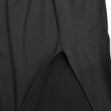 Women's Fashion Solid Color Slim Sexy Slit Long Dress