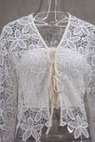 Spring Summer Fashion Elegant Luxury Lace Flower Hollow Embroidery Strapless Cardigan