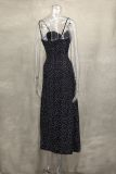 Spring Summer Style Contrast Slim Waist Polka Dot Print Dress