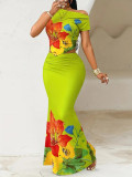 Women's Elegant Summer Fashion Floral Print Sleeveless Top and Casual Holidays Long Skirt Two piece Set