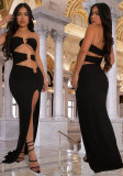 Women's Fashion Solid Color Slim Sexy Slit Long Dress