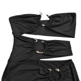 Women's Fashion Solid Color Slim Sexy Slit Long Dress