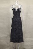 Spring Summer Style Contrast Slim Waist Polka Dot Print Dress